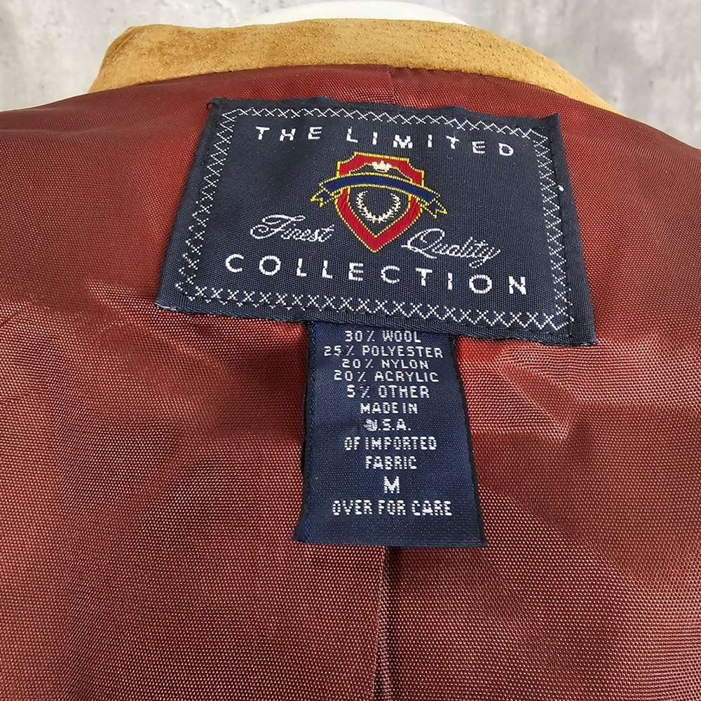 Vintage 80s 90s The Limited Plaid Wool Blend Blazer M Suede Collar‎ Equestrian - Picture 10 of 11